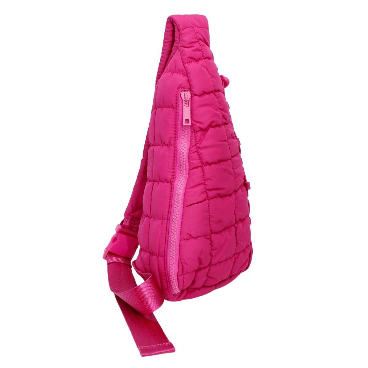 Versatile Handbag | Stylish & Functional Quilted Sling Bag Fuchsia Crossbody Bag for Women - Modestly Vogue 