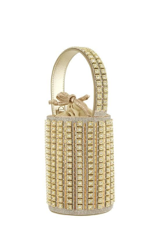 Versatile Handbag | Stylish & Functional Rhinestone Cylinder Shaped Bucket bag - Modestly Vogue 