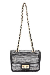 Versatile Handbag | Stylish & Functional Rhinestone Mesh Turn Lock Iconic Shoulder Bag - Modestly Vogue 