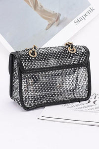 Versatile Handbag | Stylish & Functional Rhinestone Mesh Turn Lock Iconic Shoulder Bag - Modestly Vogue 