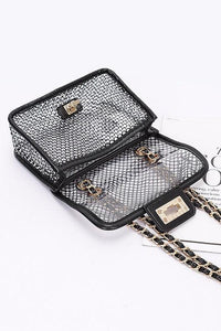 Versatile Handbag | Stylish & Functional Rhinestone Mesh Turn Lock Iconic Shoulder Bag - Modestly Vogue 