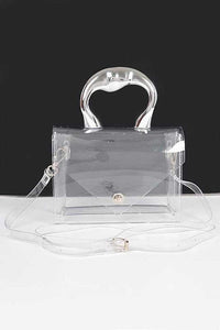 Versatile Handbag | Stylish & Functional Silver Handle Transparent Stadium Bag - Modestly Vogue 