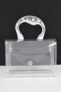 Versatile Handbag | Stylish & Functional Silver Handle Transparent Stadium Bag - Modestly Vogue 