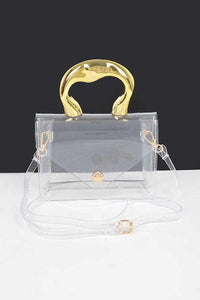 Versatile Handbag | Stylish & Functional Silver Handle Transparent Stadium Bag - Modestly Vogue 