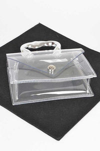 Versatile Handbag | Stylish & Functional Silver Handle Transparent Stadium Bag - Modestly Vogue 