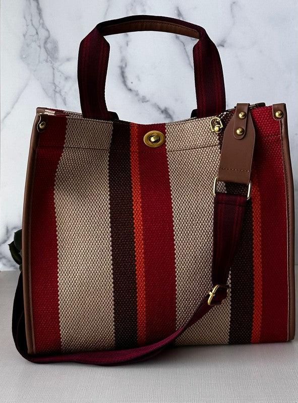 Versatile Handbag | Stylish & Functional Small Stripe Tote - Modestly Vogue 