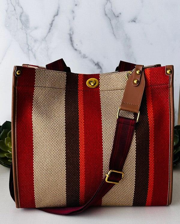 Versatile Handbag | Stylish & Functional Small Stripe Tote - Modestly Vogue 