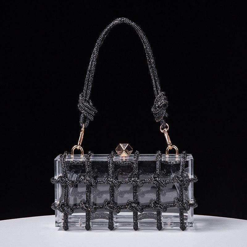 Versatile Handbag | Stylish & Functional Spring Summer Alec Transparent Storage Box Handcraft Braiding Rope Small Square Bag Underarm Handbags - Modestly Vogue 