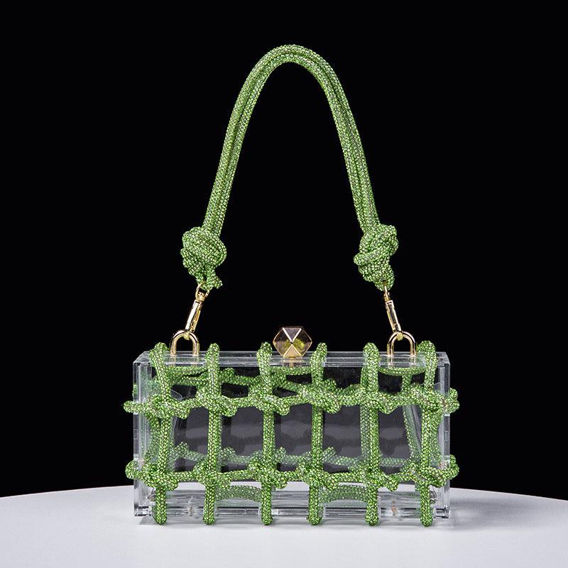 Versatile Handbag | Stylish & Functional Spring Summer Alec Transparent Storage Box Handcraft Braiding Rope Small Square Bag Underarm Handbags - Modestly Vogue 