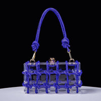 Versatile Handbag | Stylish & Functional Spring Summer Alec Transparent Storage Box Handcraft Braiding Rope Small Square Bag Underarm Handbags - Modestly Vogue 