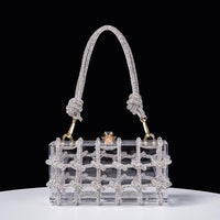 Versatile Handbag | Stylish & Functional Spring Summer Alec Transparent Storage Box Handcraft Braiding Rope Small Square Bag Underarm Handbags - Modestly Vogue 