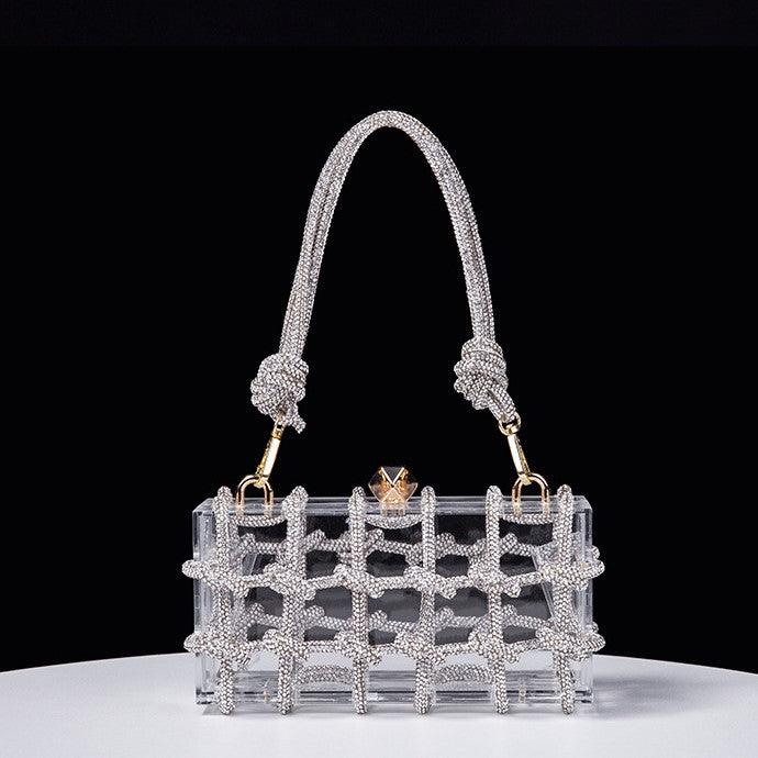 Versatile Handbag | Stylish & Functional Spring Summer Alec Transparent Storage Box Handcraft Braiding Rope Small Square Bag Underarm Handbags - Modestly Vogue 