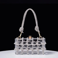 Versatile Handbag | Stylish & Functional Spring Summer Alec Transparent Storage Box Handcraft Braiding Rope Small Square Bag Underarm Handbags - Modestly Vogue 