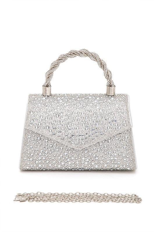 Versatile Handbag | Stylish & Functional Statement Rhinestone Top Handle Clutch Bag - Modestly Vogue 