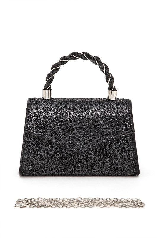 Versatile Handbag | Stylish & Functional Statement Rhinestone Top Handle Clutch Bag - Modestly Vogue 