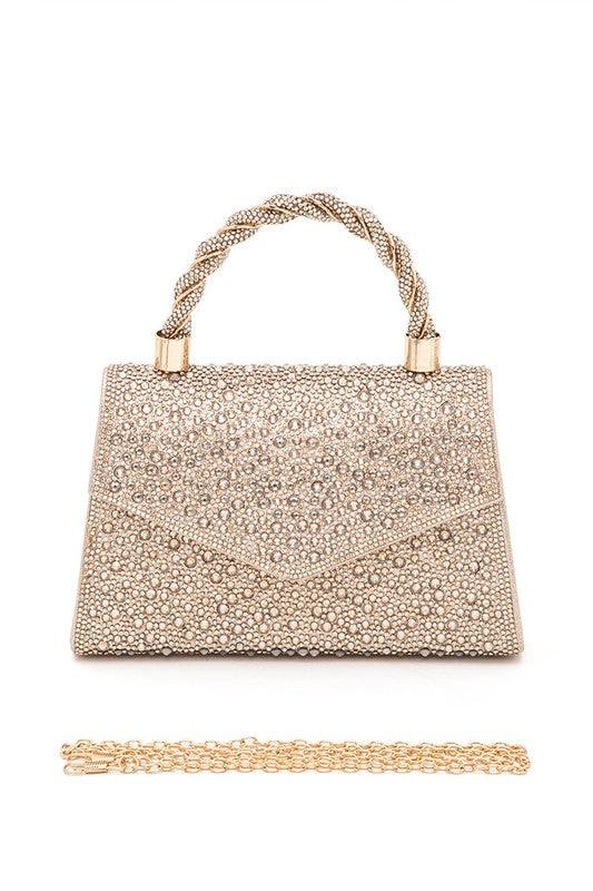 Versatile Handbag | Stylish & Functional Statement Rhinestone Top Handle Clutch Bag - Modestly Vogue 