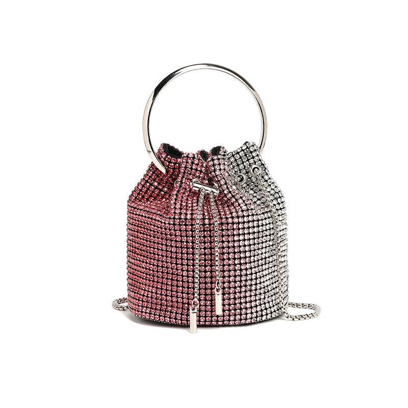 Versatile Handbag | Stylish & Functional Stylish Bag Women Handmade Diamond Chain Shoulder Bag Mini Bucket Hand Carrying Messenger Bag - Modestly Vogue 