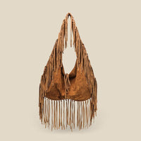 Versatile Handbag | Stylish & Functional Tassel Large Capacity Tote Crescent One Shoulder Women Bag Casual Simple Crossbody Suede Retro Dumpling Bag - Modestly Vogue 