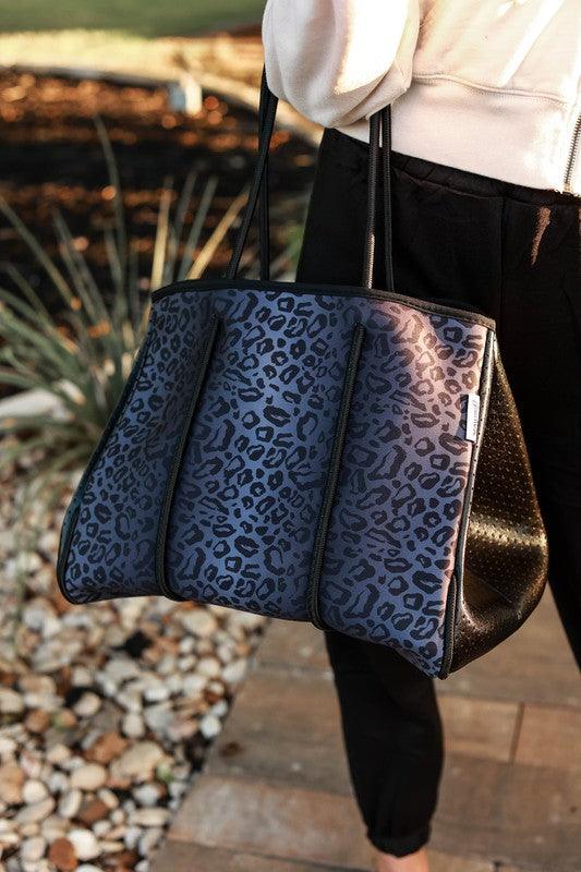 Versatile Handbag | Stylish & Functional The Marissa - Black Leopard Neoprene Bag - Modestly Vogue 