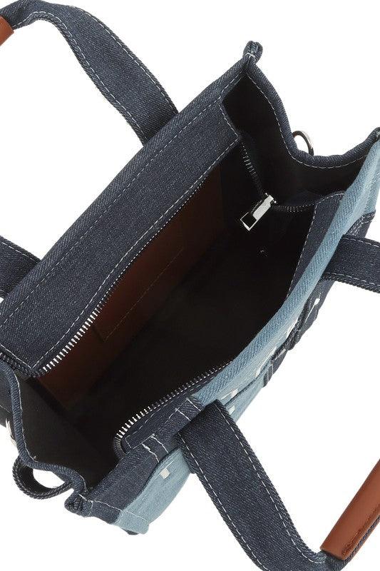 Denim Handbag | Functional The Medium Crossbody Tote Bag - Modestly Vogue 