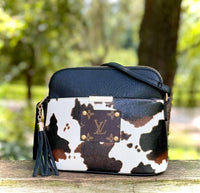 Versatile Handbag | Stylish & Functional Upcycled LV Vegan Cowhide Print Crossbody Bag Western - Modestly Vogue 