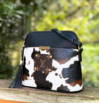 Versatile Handbag | Stylish & Functional Upcycled LV Vegan Cowhide Print Crossbody Bag Western - Modestly Vogue 