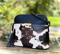 Versatile Handbag | Stylish & Functional Upcycled LV Vegan Cowhide Print Crossbody Bag Western - Modestly Vogue 