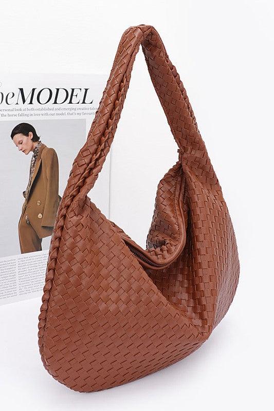 Versatile Handbag | Stylish & Functional Weaved Faux Leather Soft Shoulder Bag - Modestly Vogue 