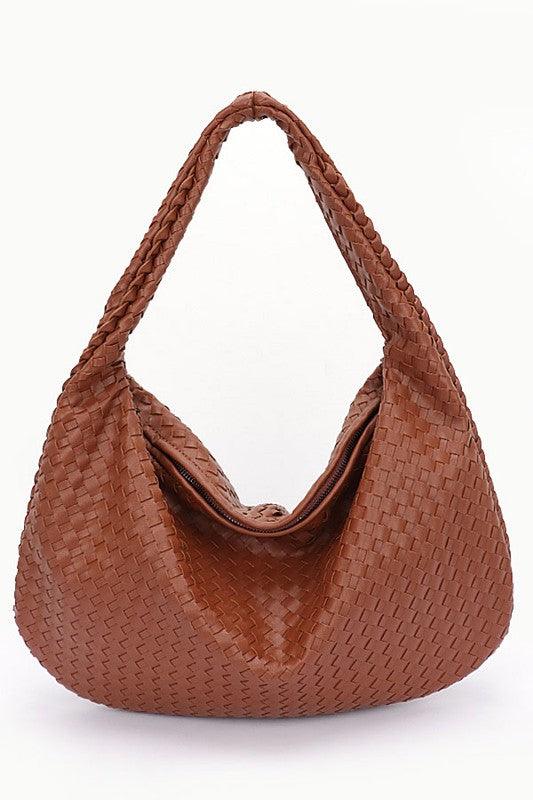 Versatile Handbag | Stylish & Functional Weaved Faux Leather Soft Shoulder Bag - Modestly Vogue 