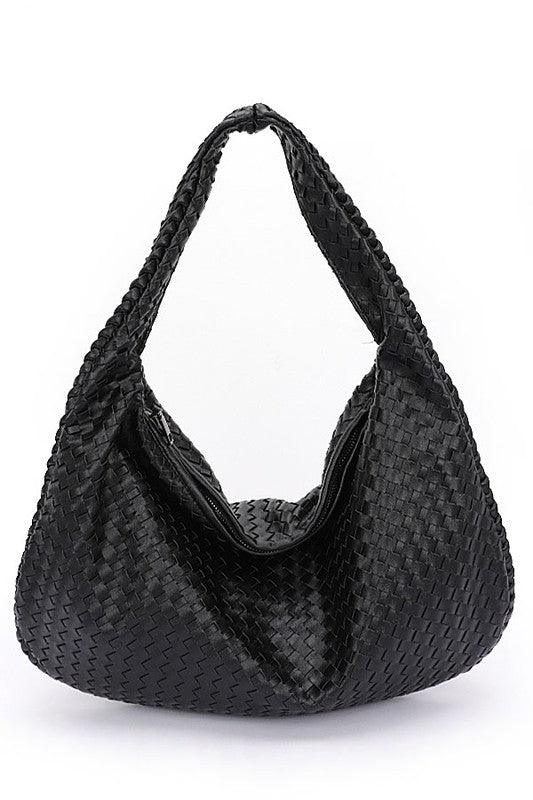 Versatile Handbag | Stylish & Functional Weaved Faux Leather Soft Shoulder Bag - Modestly Vogue 