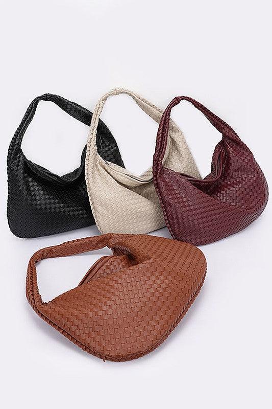 Versatile Handbag | Stylish & Functional Weaved Faux Leather Soft Shoulder Bag - Modestly Vogue 