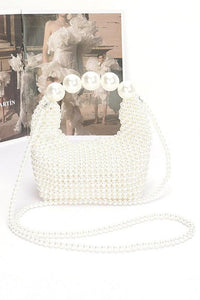 Versatile Handbag | Stylish & Functional Weaved Pearl Top Handle Mini Clutch - Modestly Vogue 