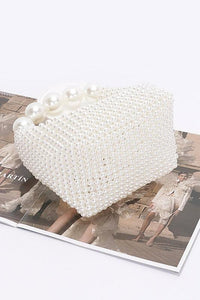 Versatile Handbag | Stylish & Functional Weaved Pearl Top Handle Mini Clutch - Modestly Vogue 