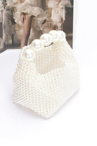 Versatile Handbag | Stylish & Functional Weaved Pearl Top Handle Mini Clutch - Modestly Vogue 