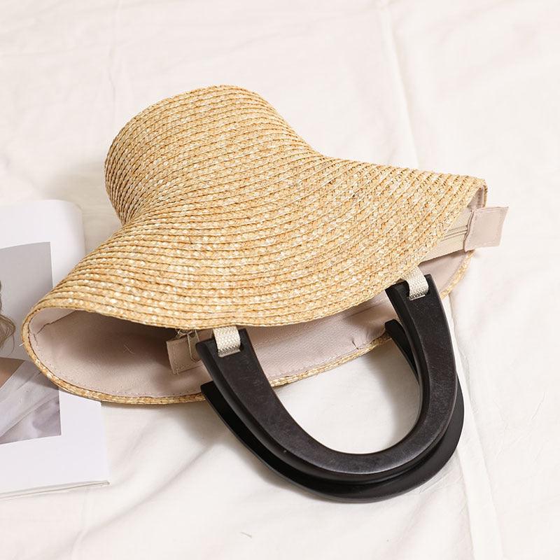 Versatile Handbag | Stylish & Functional Wooden Portable Hat Straw Bag Straw Woven Bag Vacation Beach Bag Women Bag - Modestly Vogue 