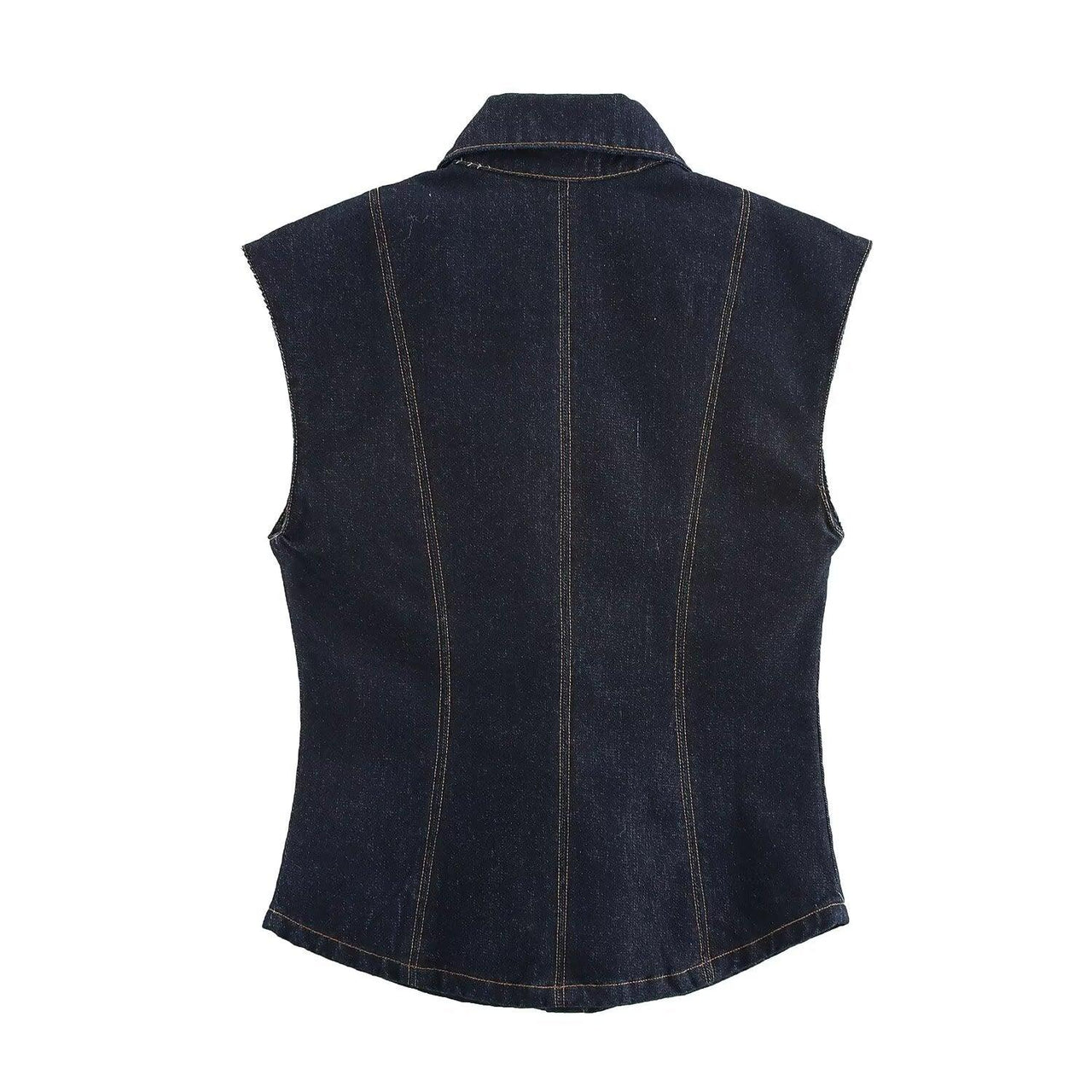 Denim Winter Casual Sleeveless Vest Mid Rise Sets - Modestly Vogue 