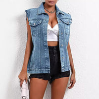 Denim Clothing All Matching Graceful Commuting Vest Coat - Modestly Vogue 