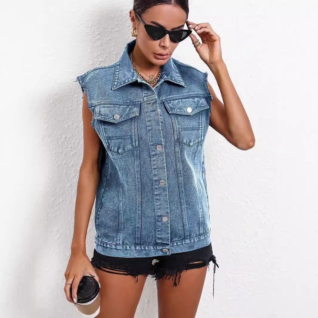 Denim Clothing All Matching Graceful Commuting Vest Coat - Modestly Vogue 