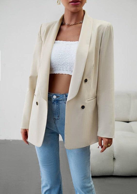 Womens Casual Blazers Open Front Long Sleeve Lapel - Modestly Vogue 